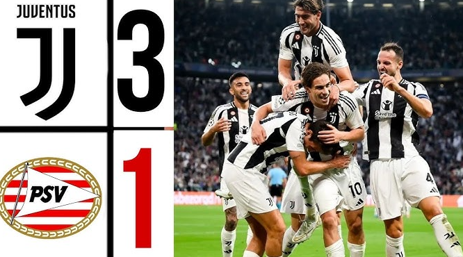 La Juventus ganó el primer partido de la Liga de Campeones, 3-1 contra el PSV Eindhoven